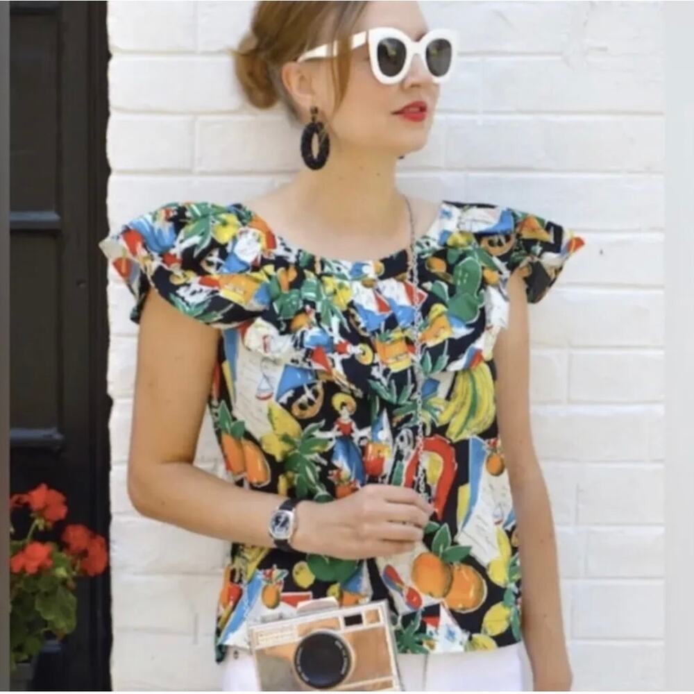 J Crew Cotton postcard print